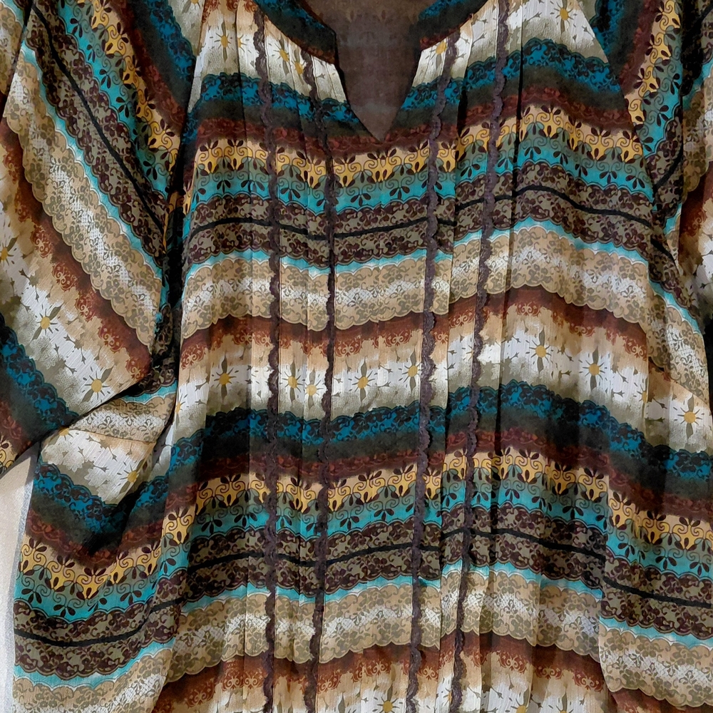CJ Banks Multicolor Striped Blouse - Picture 4 of 14